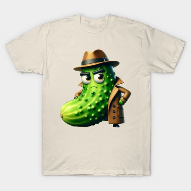 Cucumber Wearing Trench Coat T-Shirt by Dmytro